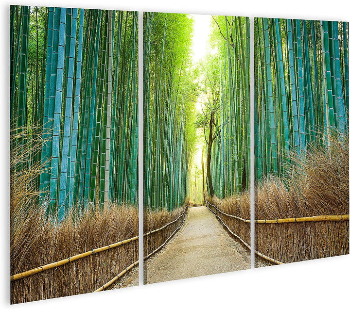 islandburner Bild auf Leinwand Kyoto Japan Bambus Wald Bilder Wandbilder Poster, Leinwand 130x80cm -