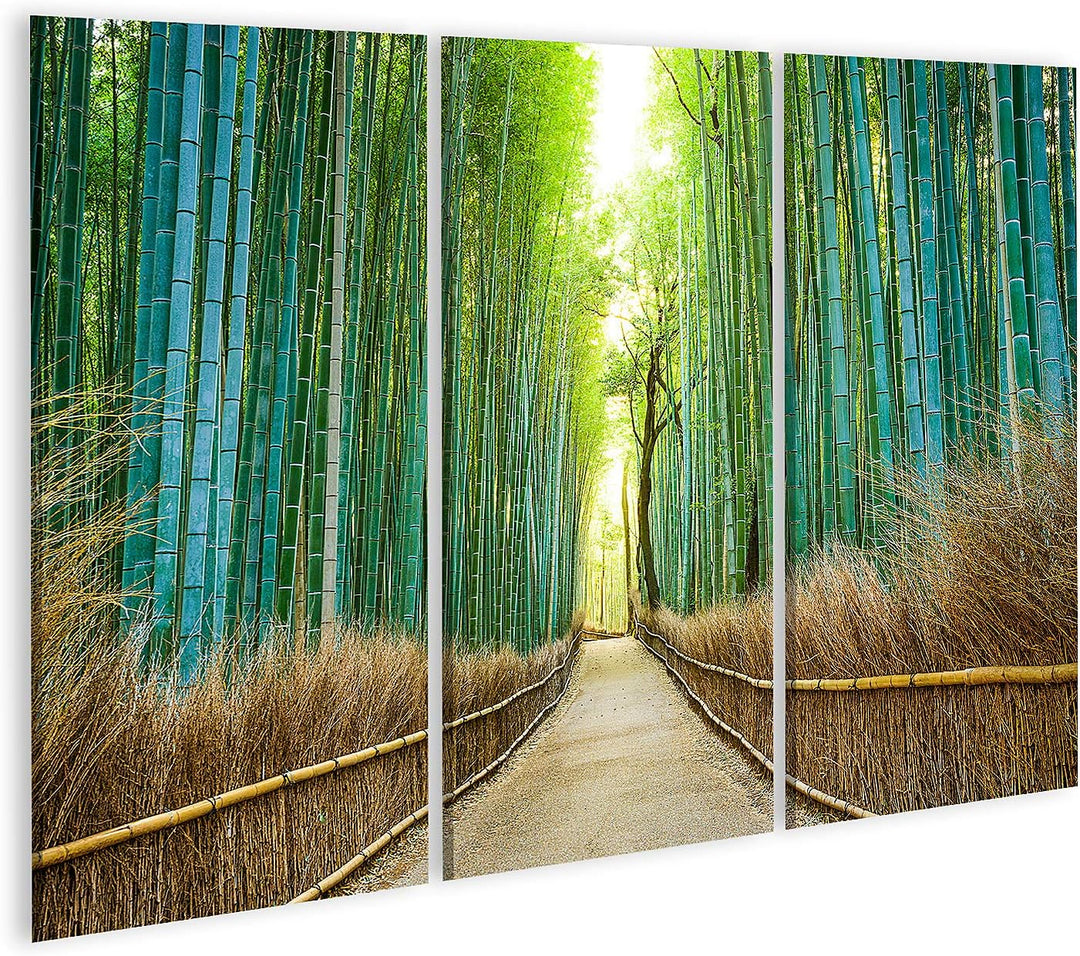 islandburner Bild auf Leinwand Kyoto Japan Bambus Wald Bilder Wandbilder Poster, Leinwand 130x80cm -