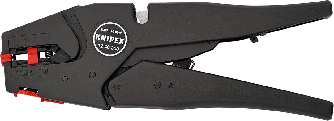 KNIPEX Selbsteinstellende Abisolierzange (200 mm) 12 40 200, Schwarz &amp; ErgoStrip Universal-Abmantelu