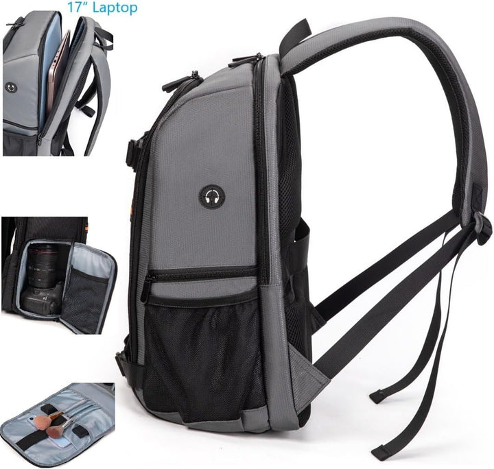 Kamera Rucksack 23L Fotografie Kamera Tasche, kompatibel mit Kamera DSLR, 15.6'' Laptop, Stativ Grau