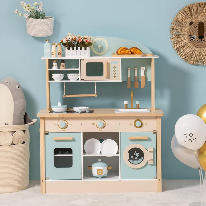ROBOTIME Küchenspielset aus Holz für Kinder, Spielküche für Kleinkinder, grosse Kinder, Mädchen, Jun