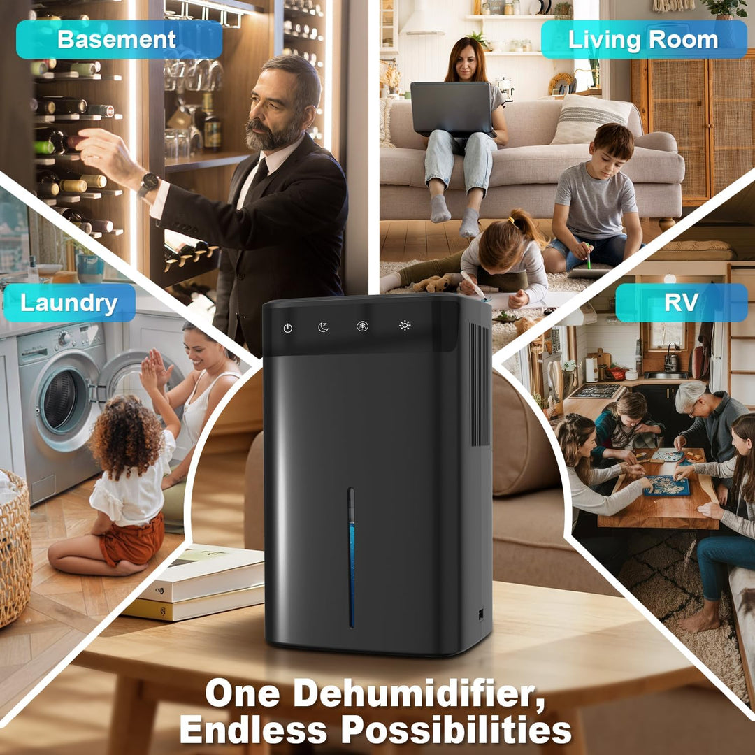 Luftentfeuchter -Black Elektrisch 2,6L, Leiser Raumentfeuchter für Keller, Bad &amp; Schlafzimmer bis 32