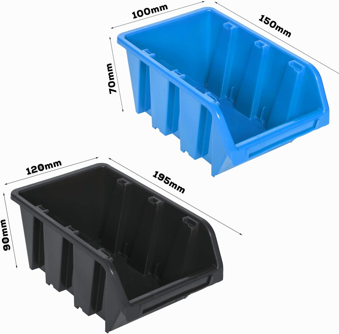 Lagersystem Wandregal 770 x 780 mm | 58 stck. Box | Stapelboxen Schüttenregal Sichtlagerkästen | Ext
