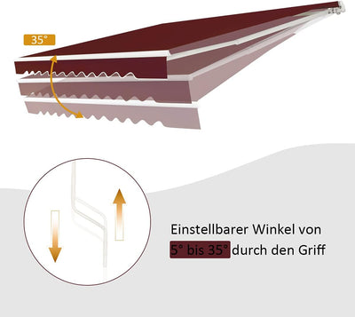 GOPLUS Gelenkarmmarkise, Sonnenschutz Markise, Balkonmarkise, Einziehbar mit Handkurbel, Sonnenschut