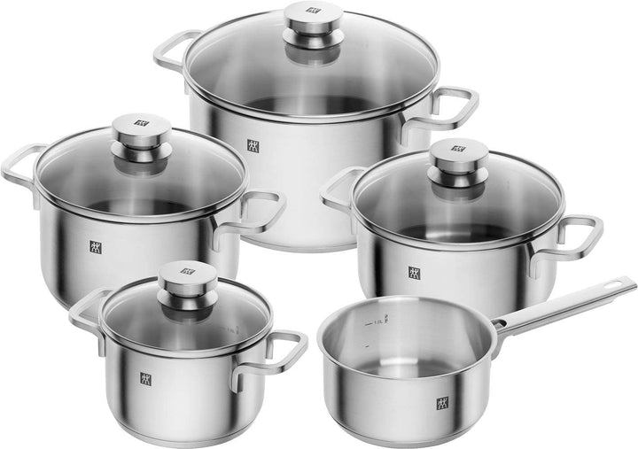 ZWILLING Focus Kochtopf-Set, 5-teilig, 4 Deckel, Induktionsgeeignet, Edelstahl