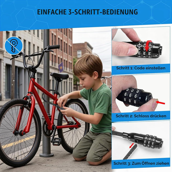 IMAYCC Kabelbinder Schloss mit Zahlencode – Leichtes Fahrradschloss &amp; Zahlenschloss für Helm, Scoote