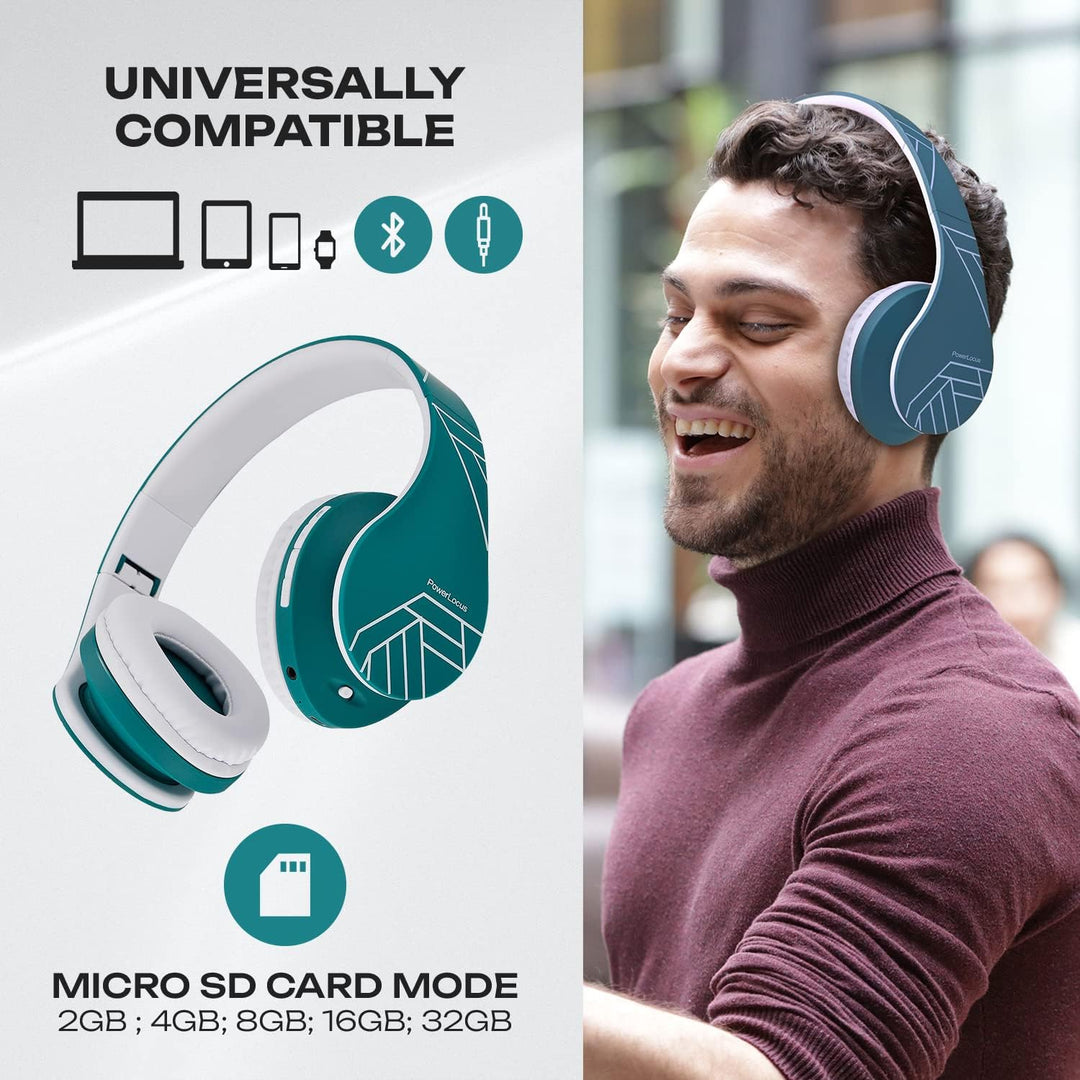 PowerLocus Bluetooth Over-Ear Kopfhörer, Stereo Faltbare Kabellose und Kabel-Kopfhörer mit Integrier