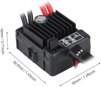 Pissente Brushed ESC 60A Wasserdichter Geschwindigkeitsregler mit Integriertem Kondensator für 1/10