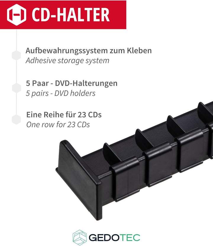 Gedotec Archivierungssystem selbstklebend CD-Halter Ordnungssystem zum Aufräumen von Leerhüllen | Fl