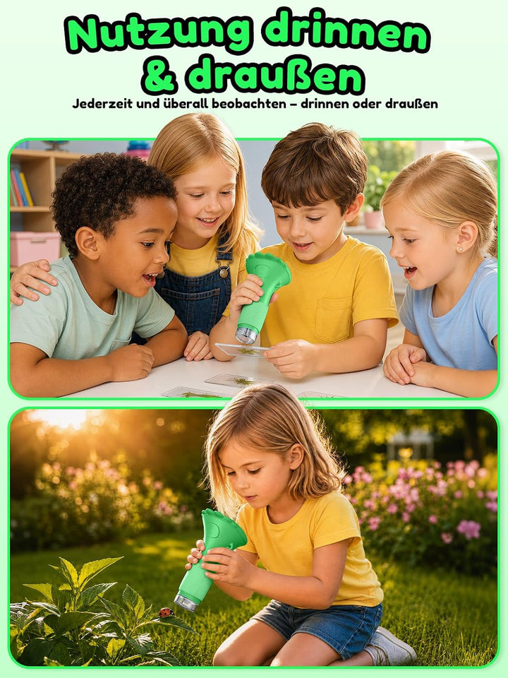 Acoath Mikroskop für Kinder, Digitales Taschenmikroskop mit 2,0" IPS-Bildschirm Lupe 200x Vergrösser