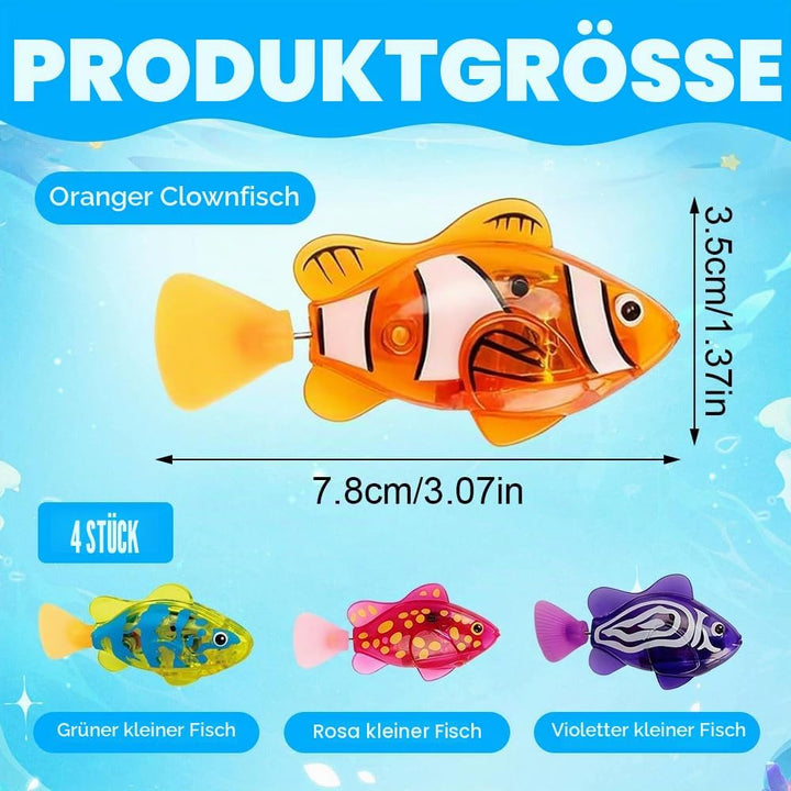 4PCS Robo Fisch Katze Spielzeug, Elektronischer HaustierFisch, Roboter Fischs mit Leuchtende, Batter