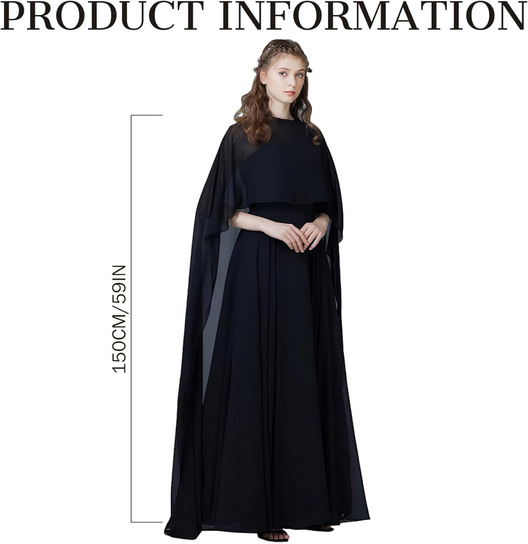 Durchsichtiger Chiffon-Umhang für Damen, 59 Zoll, eleganter Brautschal für Hochzeiten und Abendveran