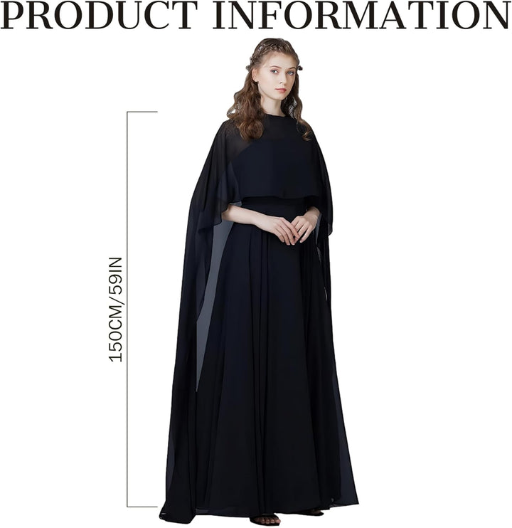 Durchsichtiger Chiffon-Umhang für Damen, 59 Zoll, eleganter Brautschal für Hochzeiten und Abendveran