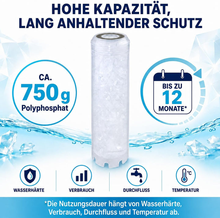 Bbagua Kartusche aus Polyphosphat, verschiedene Materialien, Weiss, 25,4 cm