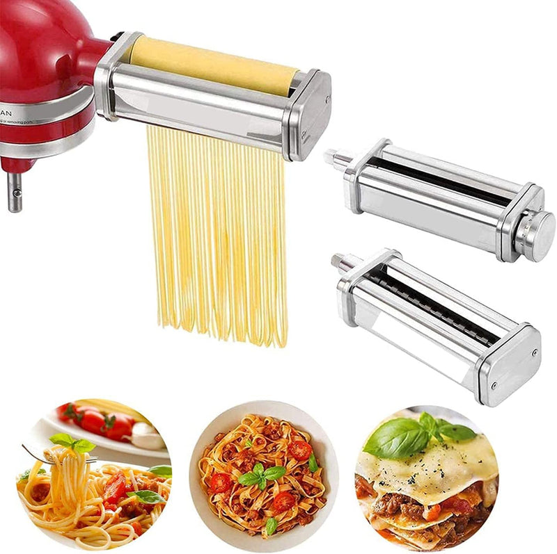 Pasta Roller Maker Zubehör Set, Edelstahl Spaghetti Cutter KitchenAid Pasta Press Zubehör Pasta Masc