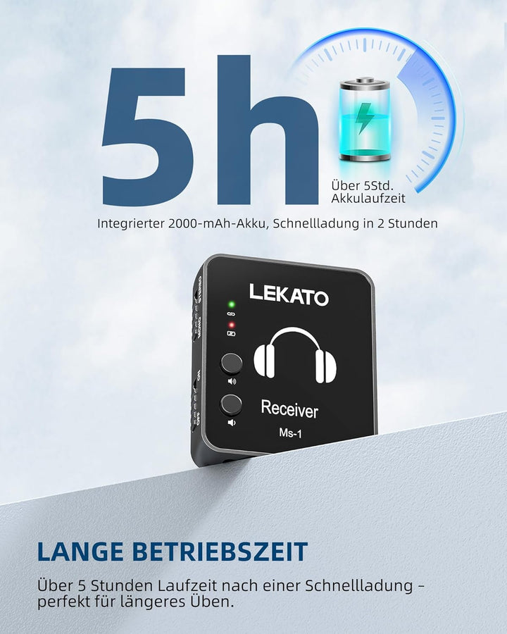 MS-1 Drahtloses In-Ear Monitoring, LEKATO Professionelles kabelloses 2.4G Stereo IEM-System mit Send