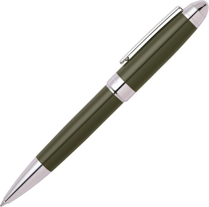 Hugo Boss Kugelschreiber Icon Khaki/Chrome aus Messing hergestellt, Farbe: Grün, Abmessungen: 12 x 1