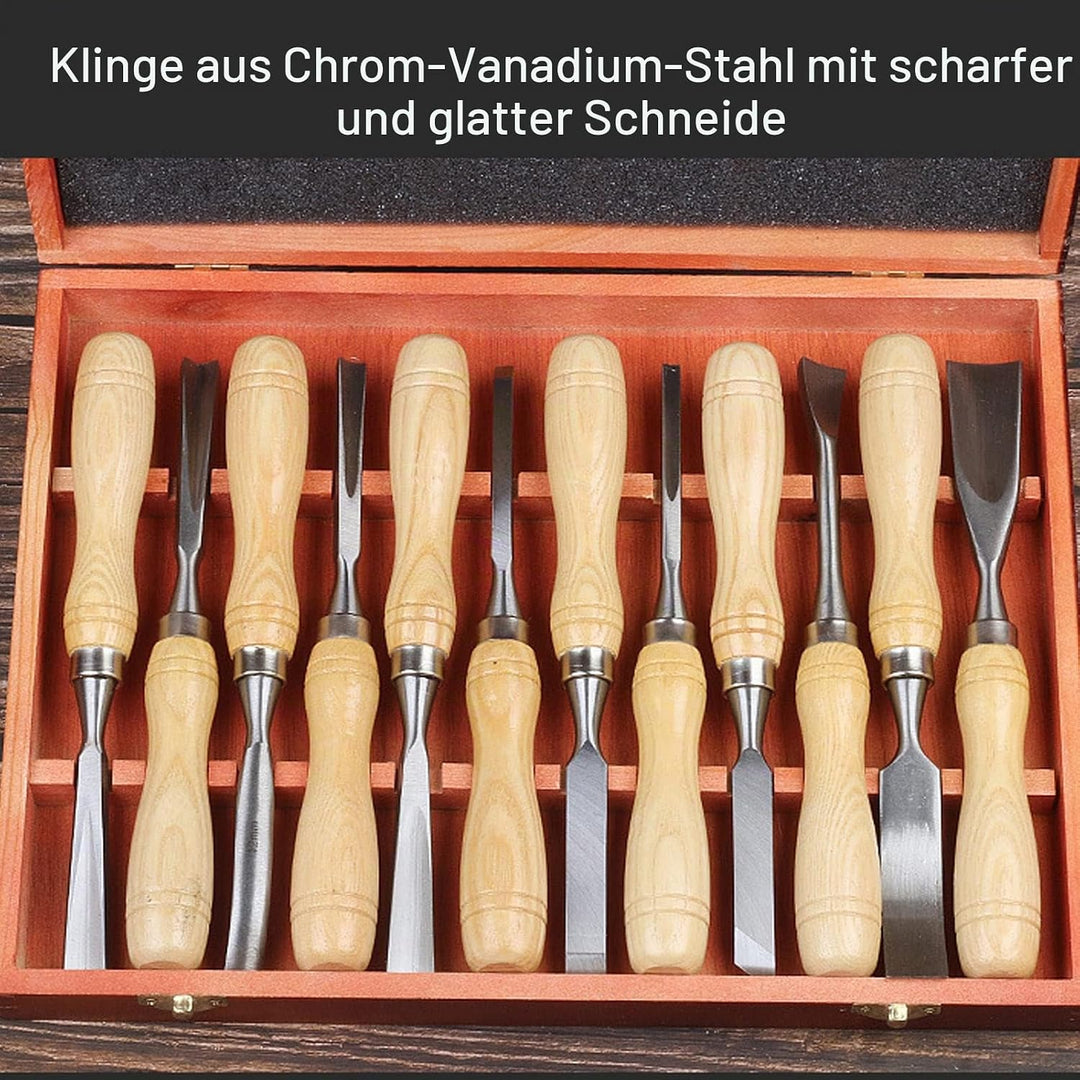 Holz Schnitzwerk Zeuge Set aus 12, CRV 60 Stahl Klingen Hochhärte Holz Bearbeitungs-Meissel-Set mit