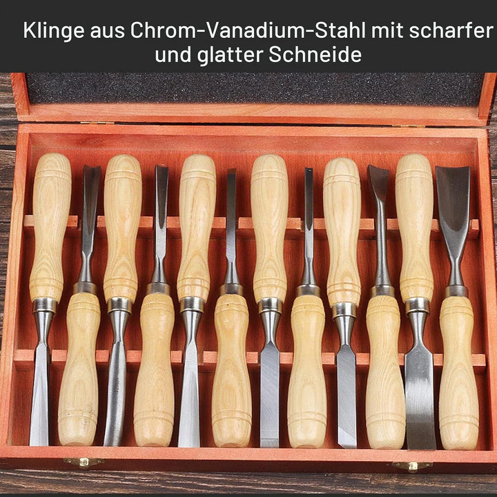 Holz Schnitzwerk Zeuge Set aus 12, CRV 60 Stahl Klingen Hochhärte Holz Bearbeitungs-Meissel-Set mit