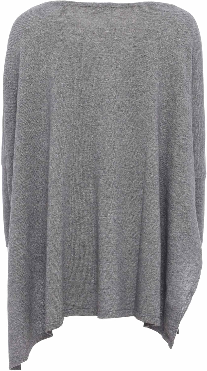 Zwillingsherz Poncho mit Baumwolle - Hochwertiges Cape für Damen - XXL Umhängetuch und Tunika mit Är