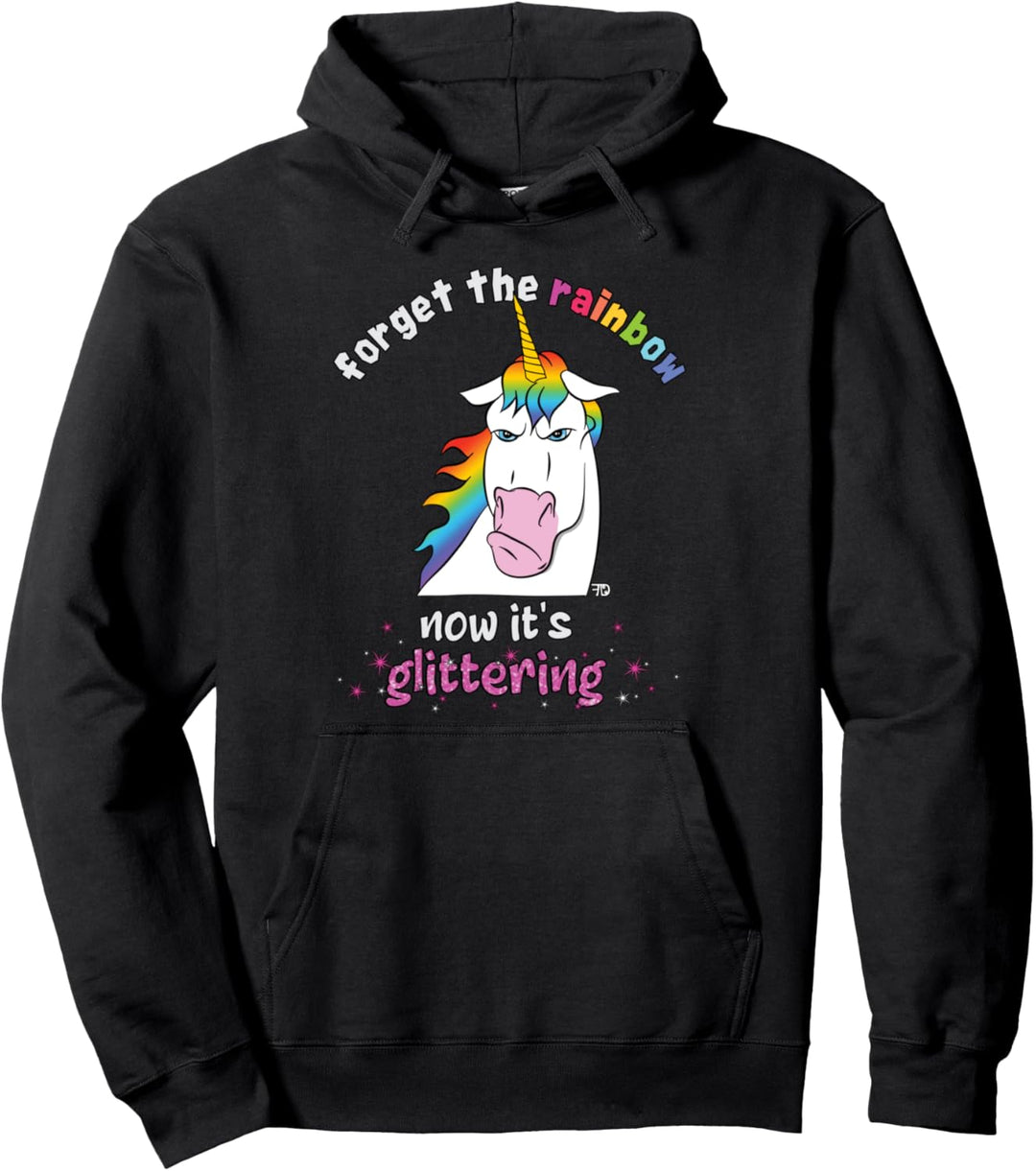 Now it´s glittering, lustiges grimmiges Einhorn Pullover Hoodie