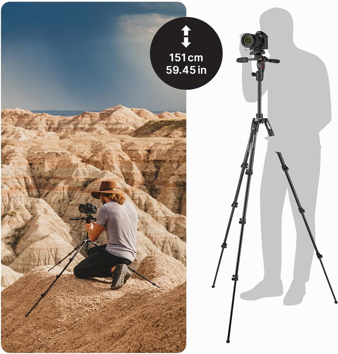 Manfrotto Befree Advanced 3-Way Tripod Kit, Tripod and Fluid Head in Aluminium for Cameras and Camco