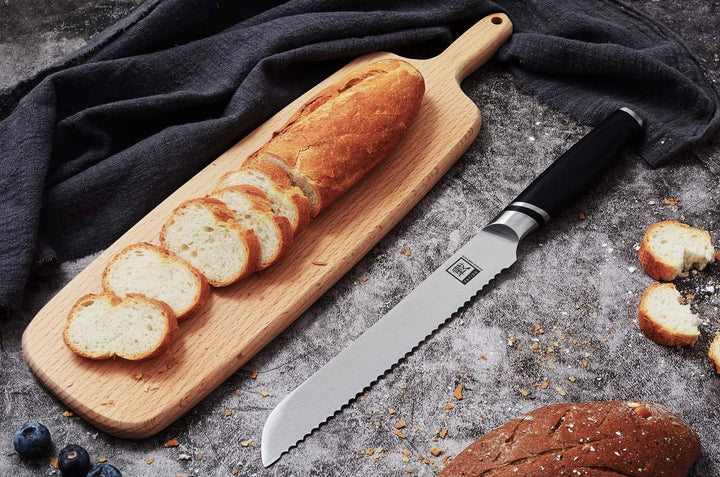 zayiko NAMI Brotmesser mit Wellenschliff 34 cm Länge mit 20,5cm Klinge aus deutschem Edelstahl und e