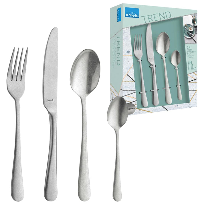 AMEFA AUSTIN Besteck Set 4 Personen (mattiert/vintage) | 16-teilig | Edelstahl 18/0 | rostfrei und s