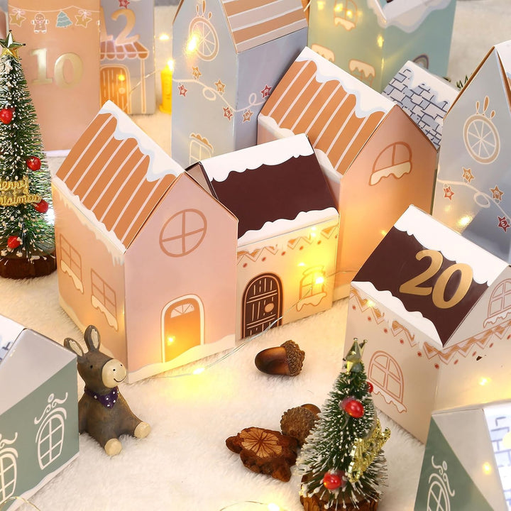 Kesote Adventskalender zum befüllen Kinder Weihnachtskalender Boxen Häuser Schachteln Weihnachten Ki
