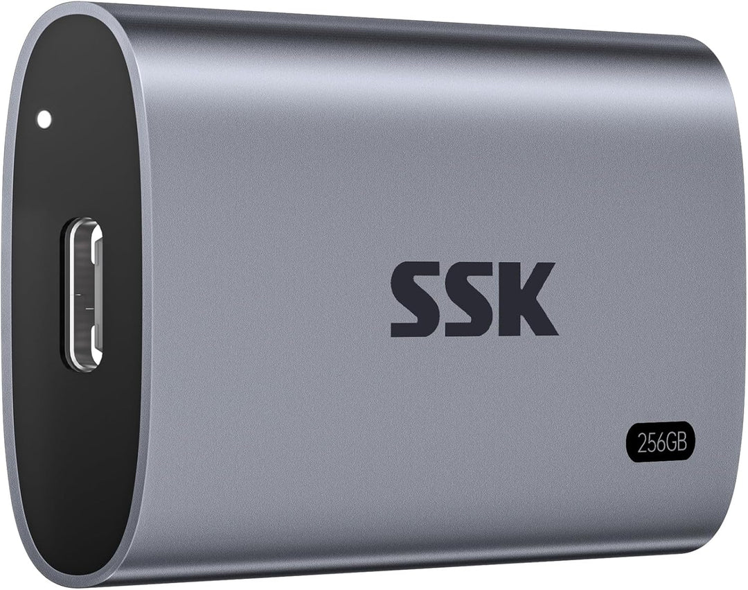 SSK Externe SSD 256GB, USB 3.2 Gen2 Portable SSD, bis zu 550 MB/s, Externe Festplatte mit USB C&A 2