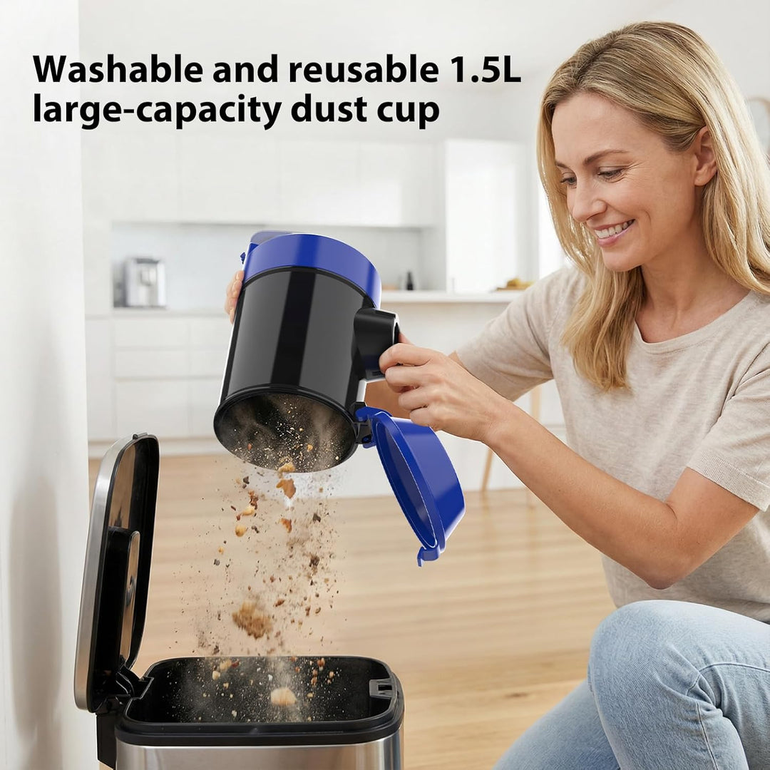 DayPlus Beutelloser Bodenstaubsauger, 1200 W Motor Staubsauger Beutellos für Hartboden, Teppich, Kom
