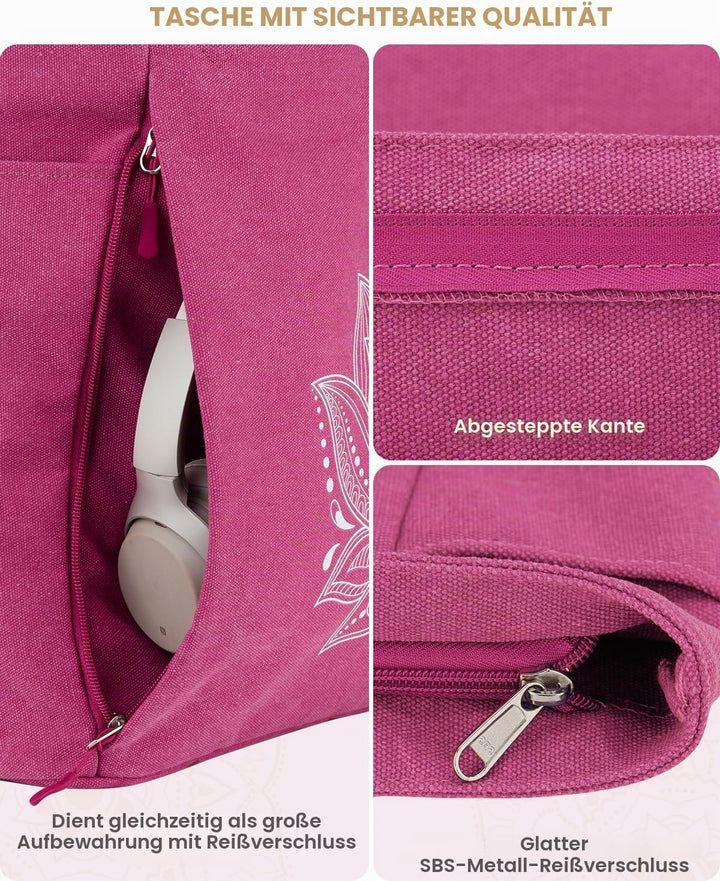 Gonex Yogatasche, Grosse Pilates Tragetasche mit Mehreren Taschen für Damen Herren, Robuste Canvas T