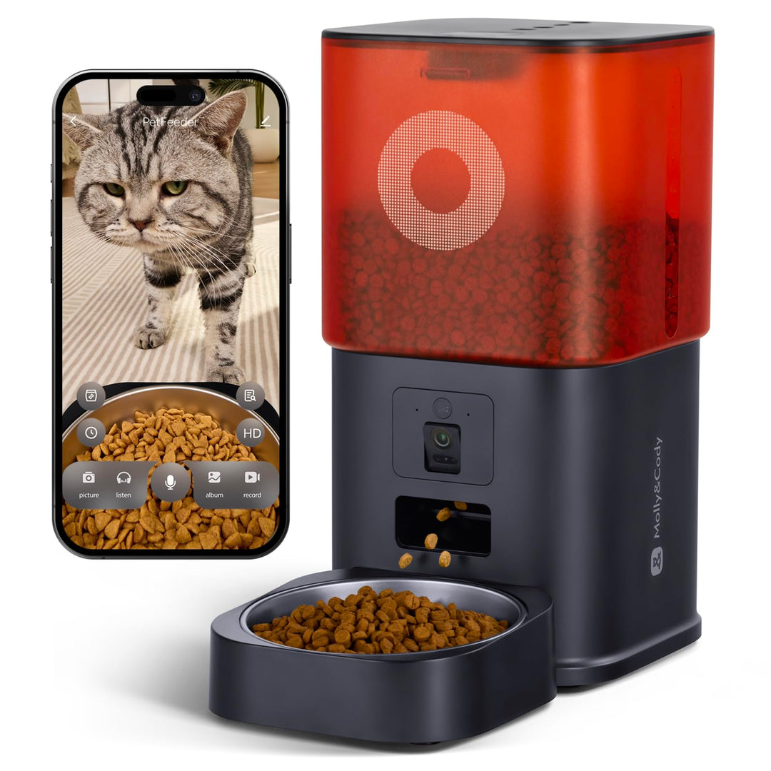Futterautomat Katze mit Kamera 6L, Automatischer Katzen Futterautomat für Katzen und Hunde, App-Steu