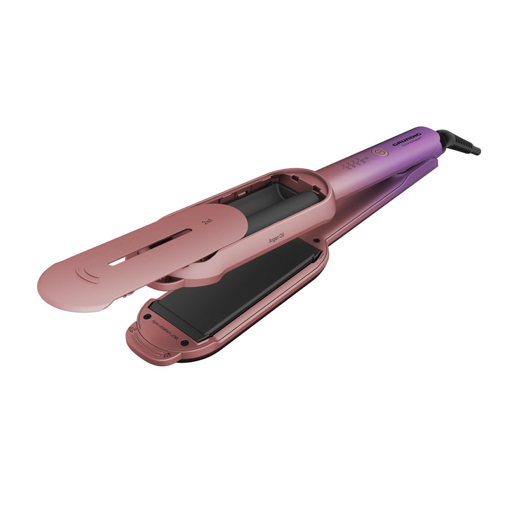 GRUNDIG HS 8331 BotanikaTwist 2in1 Hair Styler, rotierende Platten für Glätten und Stylen, schnelle
