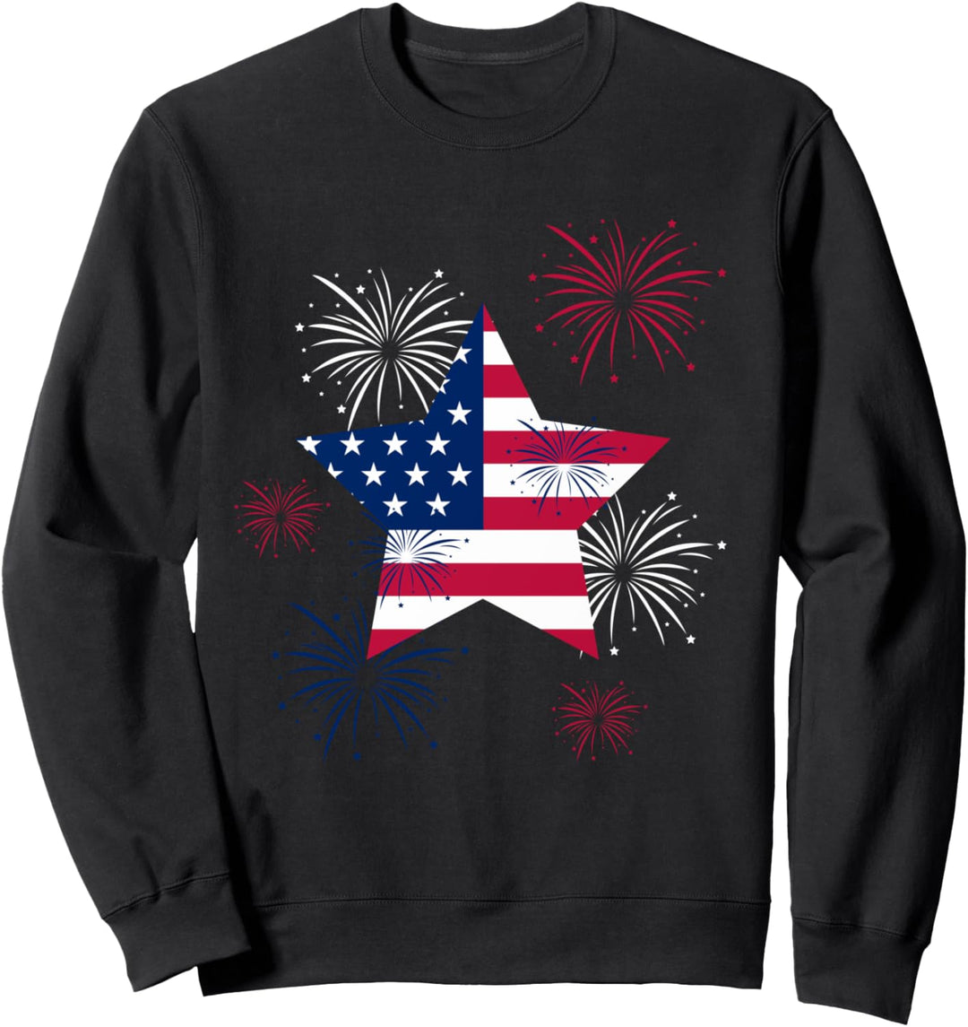 American 4th of July Independence Day Fireworks US Flag Sweatshirt