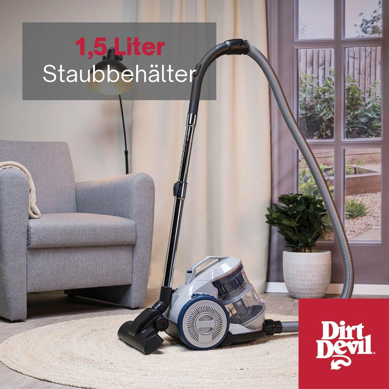 Dirt Devil Staubsauger ohne Beutel DD2501 - Bodenstaubsauger 850W - HEPA 12 Filter - 7.5M Reichweite