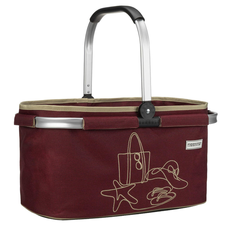 anndora Einkaufskorb RUBY RED 22 Liter - weinrot bestickt Rubinrot, Rubinrot
