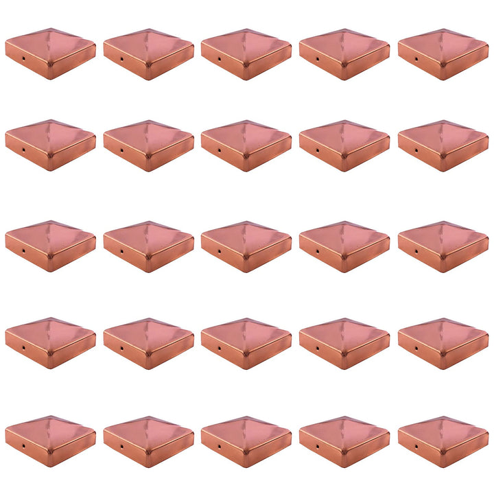 25x Pfostenkappe Kupfer Pyramide/Kugel (71 x 71 mm Pyramide), 71 x 71 mm Pyramide