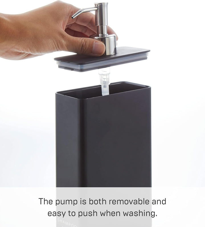 YAMAZAKI Shampoo Dispenser Spender für die Dusche, Moderne Flaschenpumpe, ABS-Kunststoff, Harz, Edel