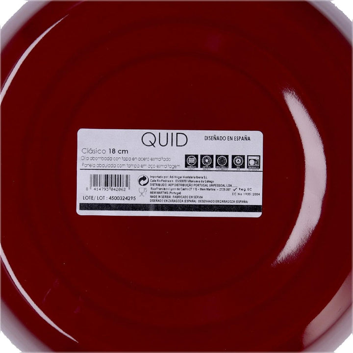 Quid Classic – Kochtopf, bauchig mit Deckel 18 cm | Braun, Karbonstahl, runde Form, glatte Oberfläch