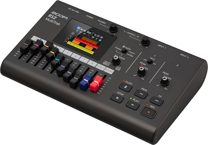 Zoom R12 Multi-Track-Recorder, tragbar, mit Touchscreen, Onboard-Bearbeitung, 8 Titel, 2 Kombi-Eingä