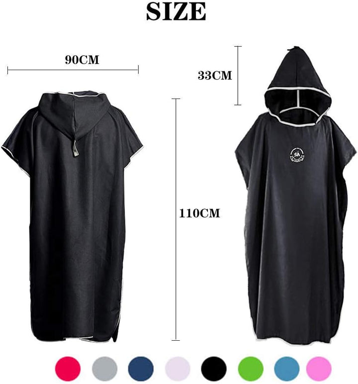 Hiturbo Mikrofaser Handtuch Poncho, Umziehhilfe Strand, Surf Poncho Herren und Damen Changing Robe,