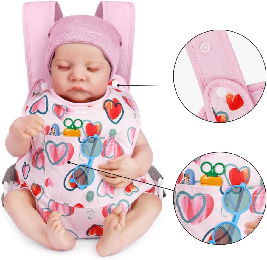 Babypuppentrage, Puppentrage für Kinder mit verstellbaren, Rückentrage mit verstellbaren Trägern für