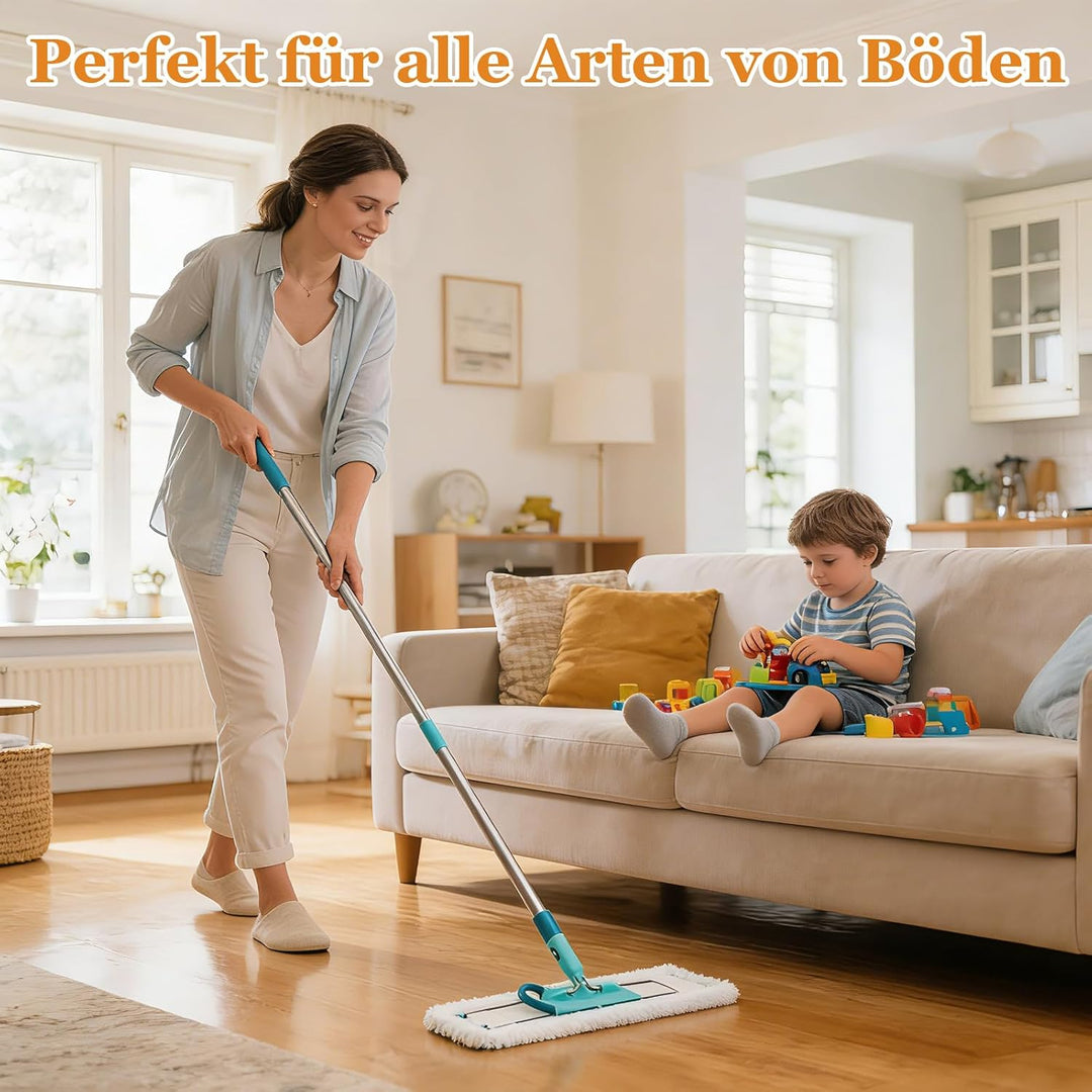 4 Ersatz-Wischbezüge für Leifheit Profi XL / Micro Duo | 2-in-1 Fasersystem | Hohe Wasseraufnahme &amp;