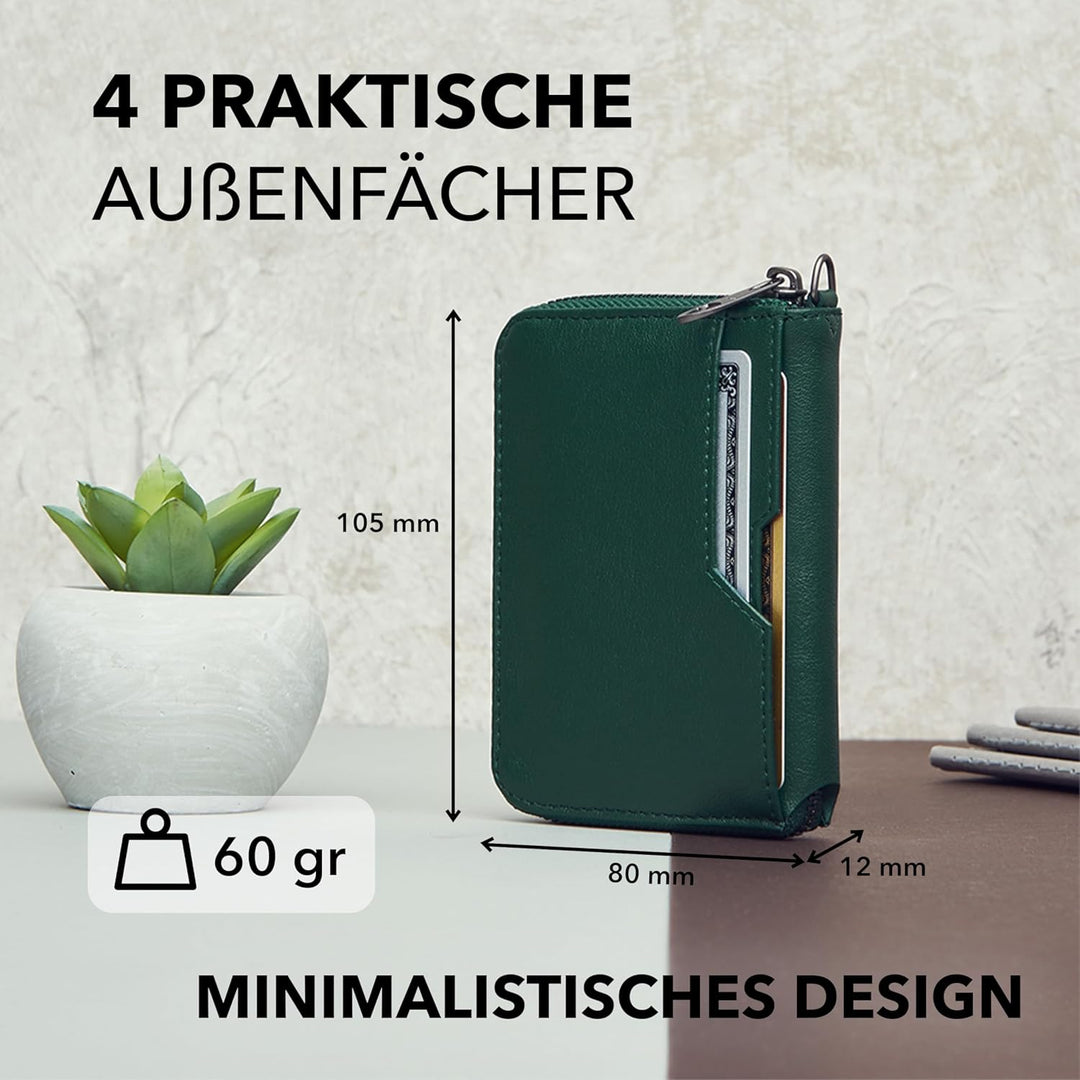 Vaultskin Notting Hill schlanke Brieftasche mit Reissverschluss und RFID Schutz. Geldbörse für Kredi