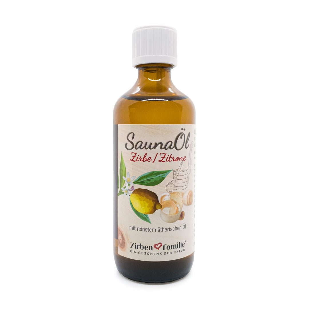 Zirben Familie® Saunaaufguss Zirbe &amp; Zitrone 100ml | Saunaöl aus Zirbelkiefer | Sauna Aufgussmittel
