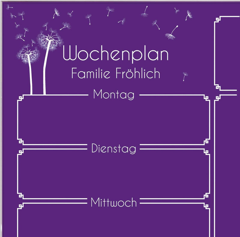 BANJADO Kalender beschreibbar aus Glas | Familienkalender 60cm x 40cm gross | Planer abwischbar mit