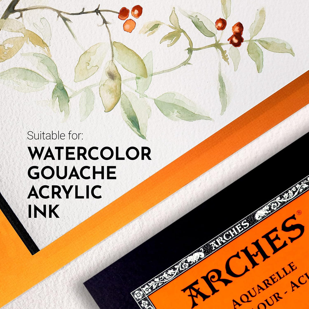 Arches 1795104 Aquarellpapier im Block (A3: 42 x 29,7 cm, Kopfgeleimt, 300g/m² Grobkorn) 12 Blatt na