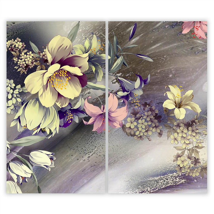 SmartDecoration Herdabdeckplatte Ceranfeldabdeckung aus Glas 2 x 30x52 cm Zweiteilig Motiv "Bild" Gr