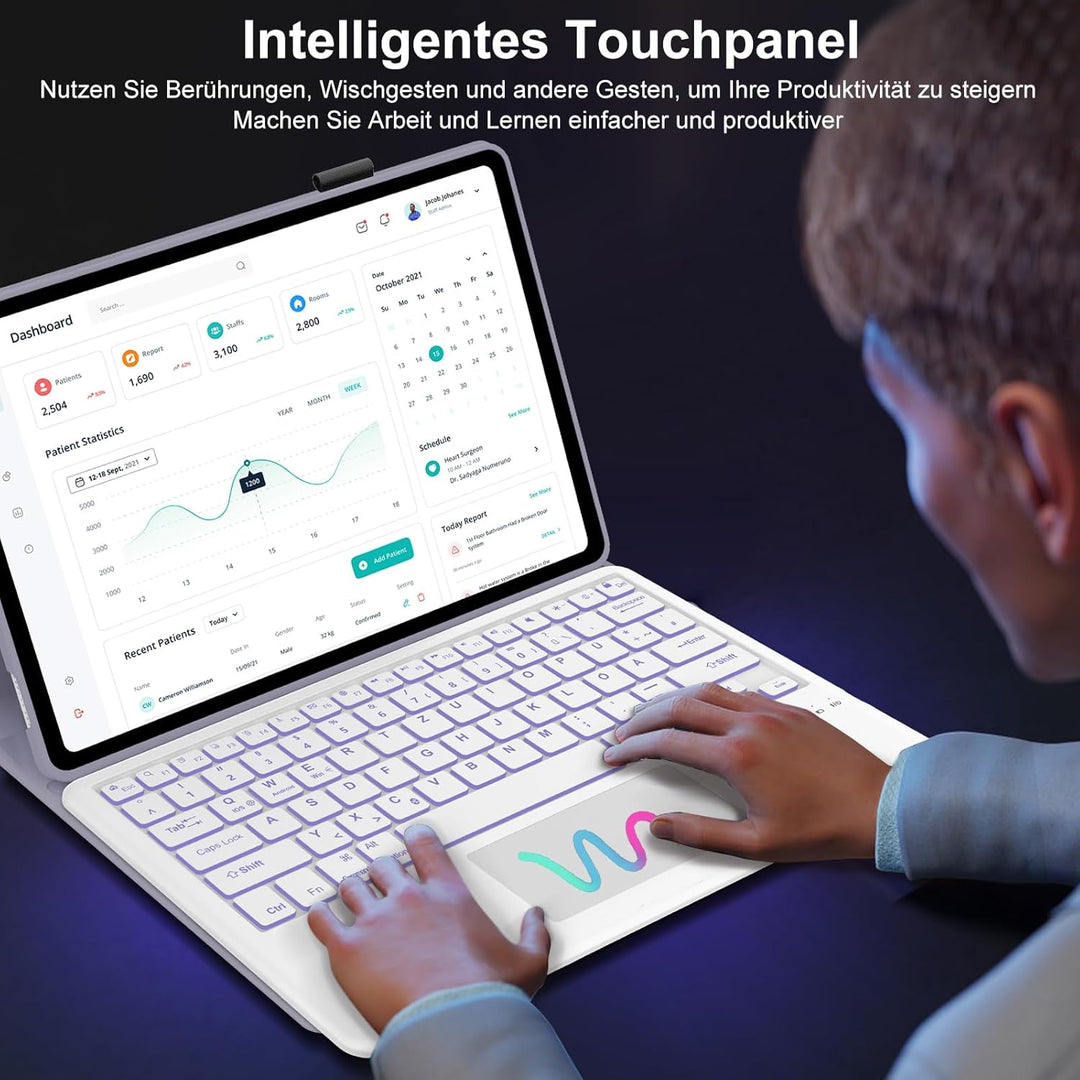 FOGARI Tastatur Hülle für Honor Magic Pad 2 Tablet 12,3 Zoll, Multi Touch Trackpad, 7 Farben Beleuch